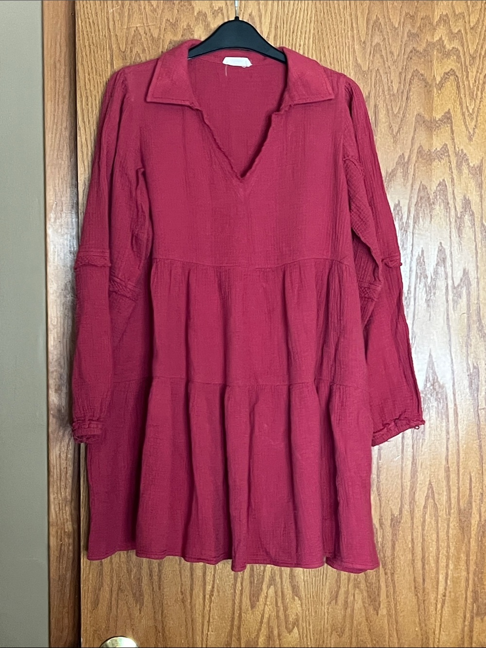 Cranberry Tiered Gauze Tunic Dress